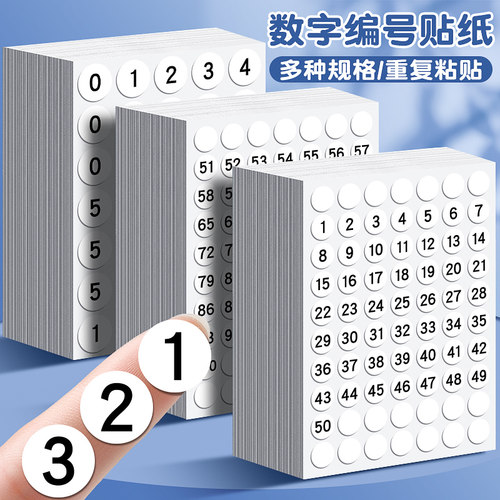 数字贴纸小号圆形不干胶标签贴纸