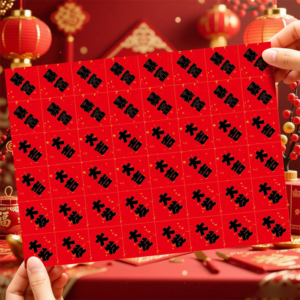 新年春节祝福语文字贴纸封口标签