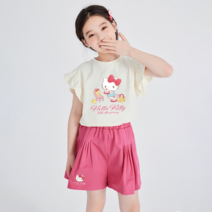 HelloKitty女童套装夏季2025新款儿童宝宝薄款中大童短袖T恤短裤
