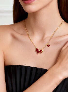 马上有钱小马吊坠爱心项链女时尚百搭锁骨链轻奢小众高级感毛衣链