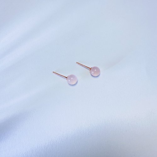 S925银天然粉晶海蓝宝小灯泡耳钉