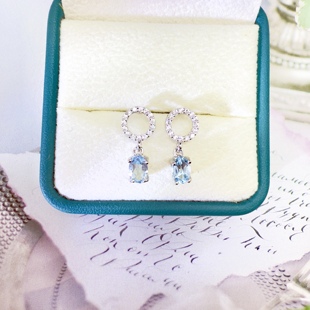 新潮款 S925银针防过敏天然水晶托帕石耳钉气质轻奢设计感女饰品