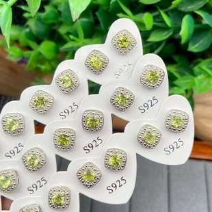 爆款天然水晶切面橄榄石耳钉耳钉高级感简约气质百搭