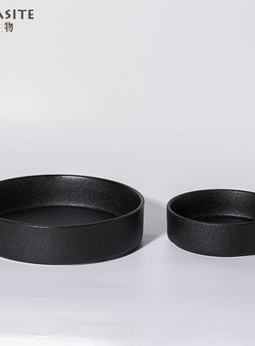 中式花器插花水培器皿日式小花盆苔藓绿植简单黑色装饰摆件盘碗盆