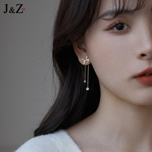 蝴蝶结设计超仙流苏耳环耳夹女