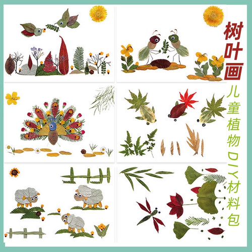 真树叶手工材料包植物标本粘贴画