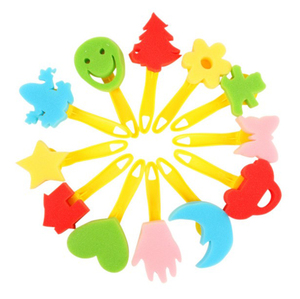 花形海绵印章美术画刷扫把绘画刷 幼儿园DIY美劳画画涂鸦笔刷工具