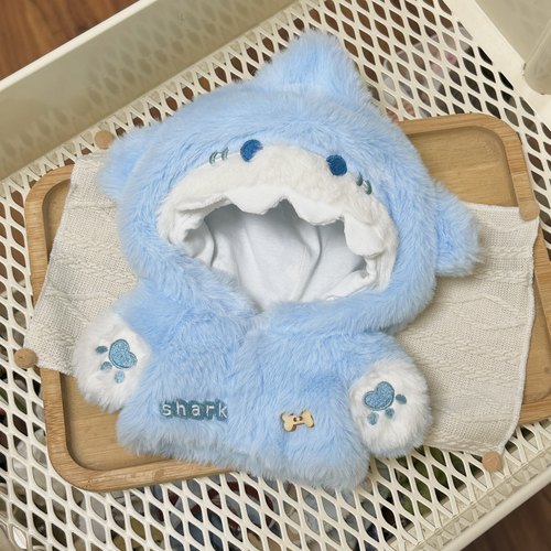 现货原创20cm小鲨鱼连体服棉花娃娃 娃衣 暖暖可爱风毛绒外套萌萌