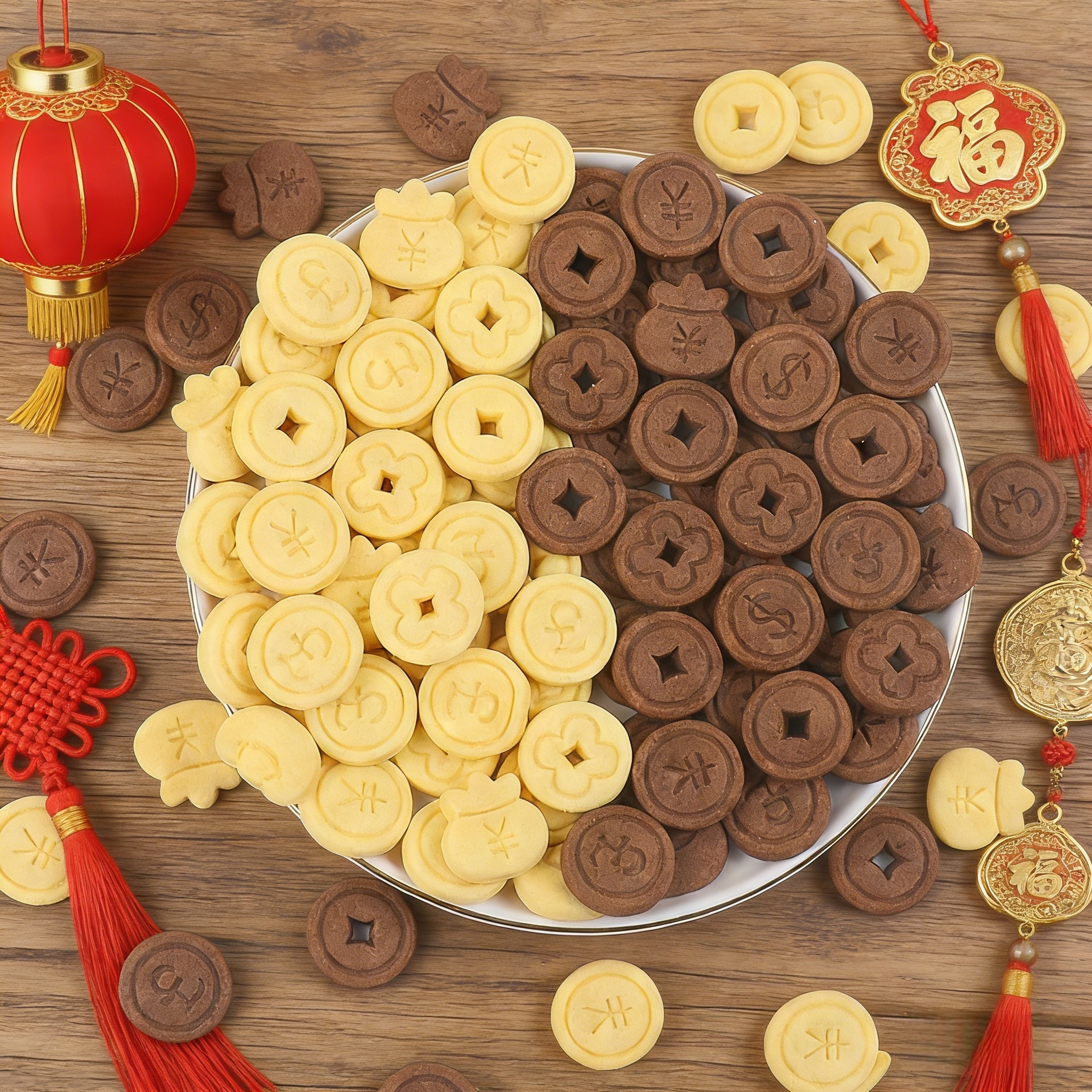 新款铜钱元宝福袋混款饼干小蛋糕装饰摆件新年祝福烘焙甜品点缀,节庆用品/礼品,蛋糕/烘焙装饰用品,淘宝优惠券,粉丝福利购,淘宝优惠卷