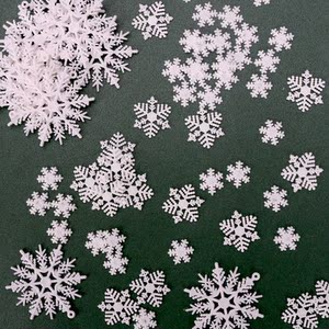 蛋糕装饰插件插牌白色雪花迷你中号大号塑料生日节日烘焙甜品装扮