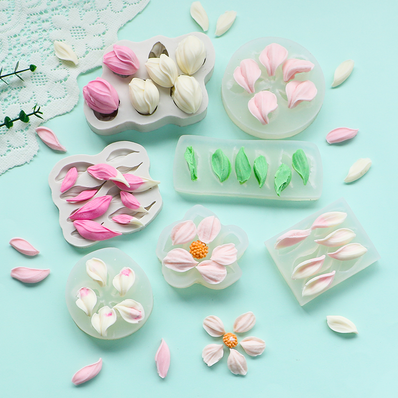 母亲节郁金香花瓣硅胶巧克力模具