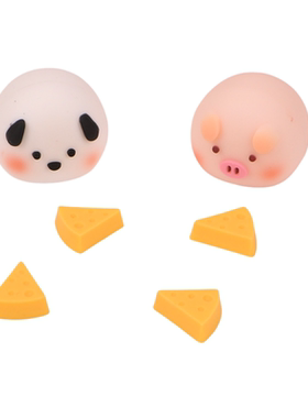 网红2024ins奶酪风软胶小猪小狗摆件蜡烛happy插牌生日蛋糕装饰