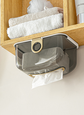 卫生间镜柜收纳盒壁挂式纸巾盒吊柜下倒挂洗脸巾置物架抽拉抽纸盒