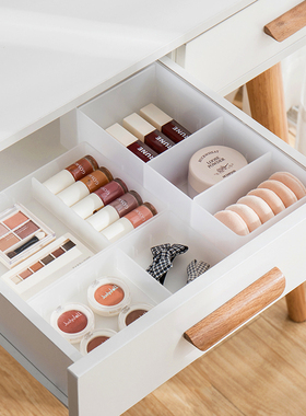 纳川抽屉化妆品桌面收纳盒防尘分格口红护肤品透明分隔内置整理盒