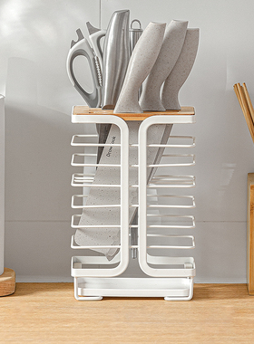 纳川厨房刀架刀座小型台面多功能不锈钢放刀具菜刀架子收纳置物架