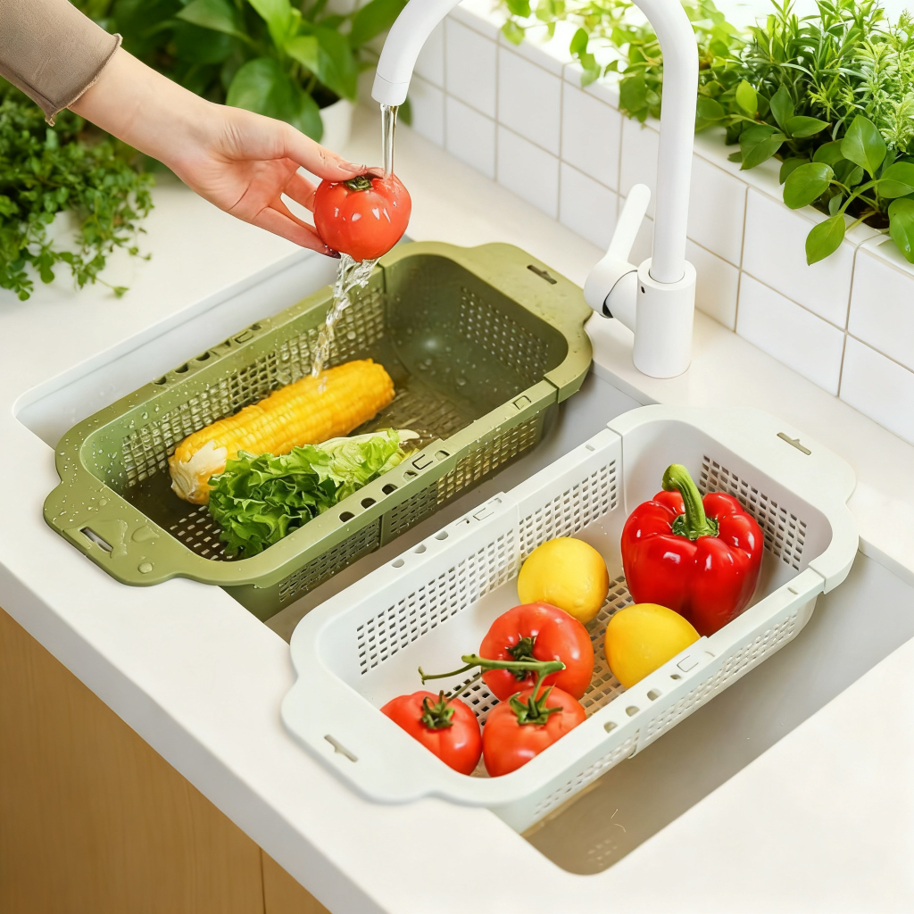 新款多功能沥水篮厨房专用水槽洗菜盆水槽置物架碗碟沥水架可伸缩