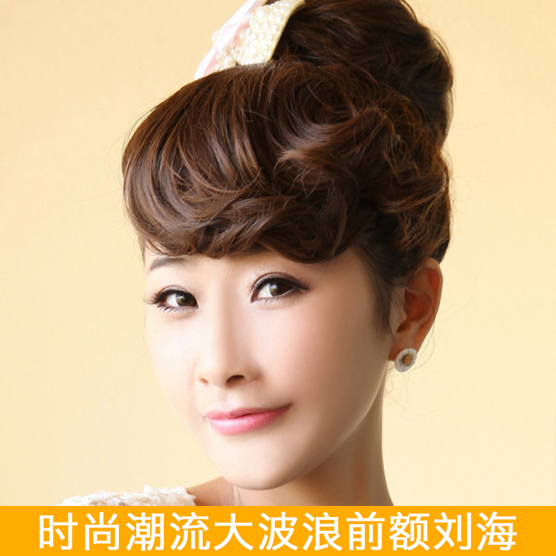 眉上短劉海假發片隱形無痕演出假劉海頭飾前額頭簾假發女斜劉海卷