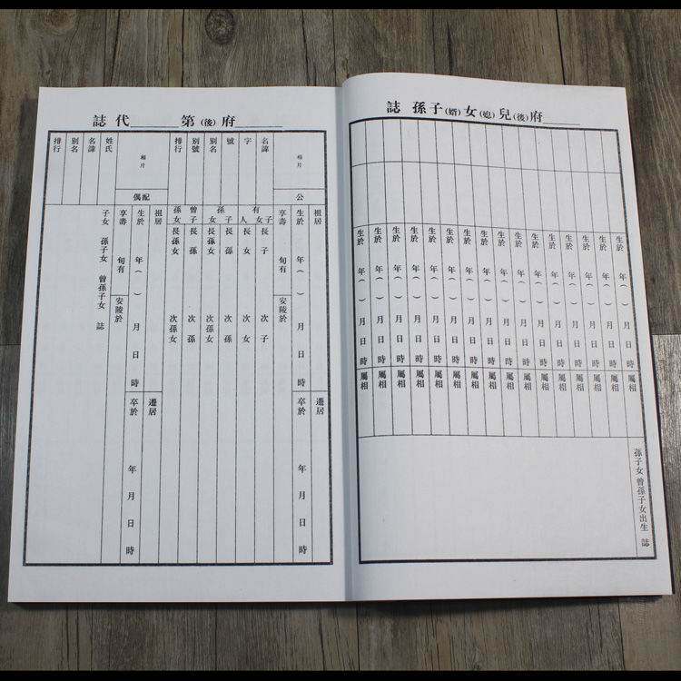 2022古典线装本家谱族谱阴阳通谱合本可贴照片熟宣纸不散墨黄色盒