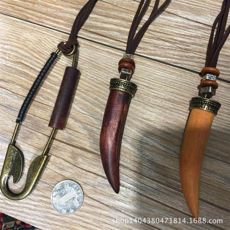 复古手工文艺例外韩版扣针牛角女长款项链毛衣链木质棉麻衣配饰品