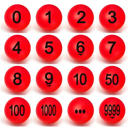 红色数字号码乒乓球抽号