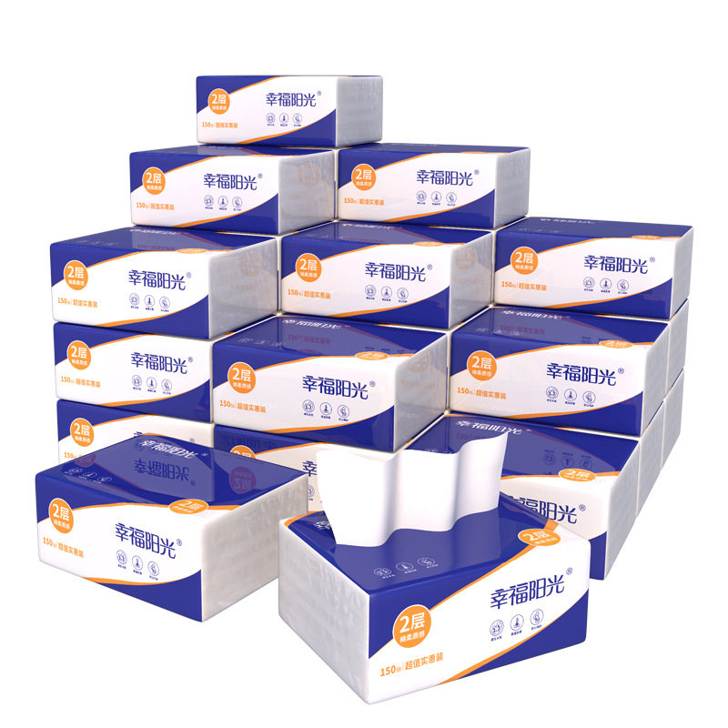 E3M1150EC幸福阳光2层小规格150抽24包抽纸（整箱）新升级