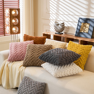 纯色沙发双面抱枕 方形波浪抱枕套靠垫 沙发客厅奶油风靠枕