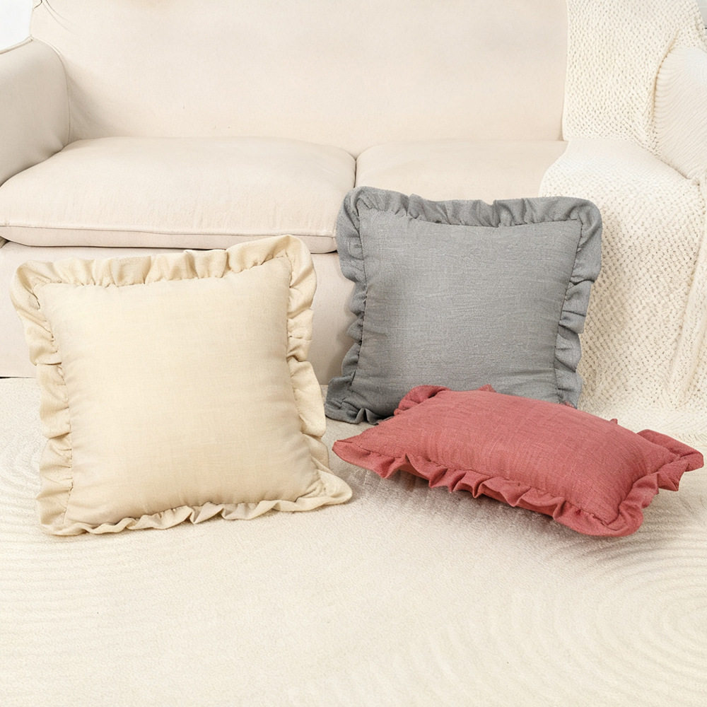 沙发抱枕北欧ins纯色荷叶裙边抱枕 简约客厅沙发卧室靠垫靠枕,居家布艺,抱枕被,淘宝优惠券,粉丝福利购,淘宝优惠卷