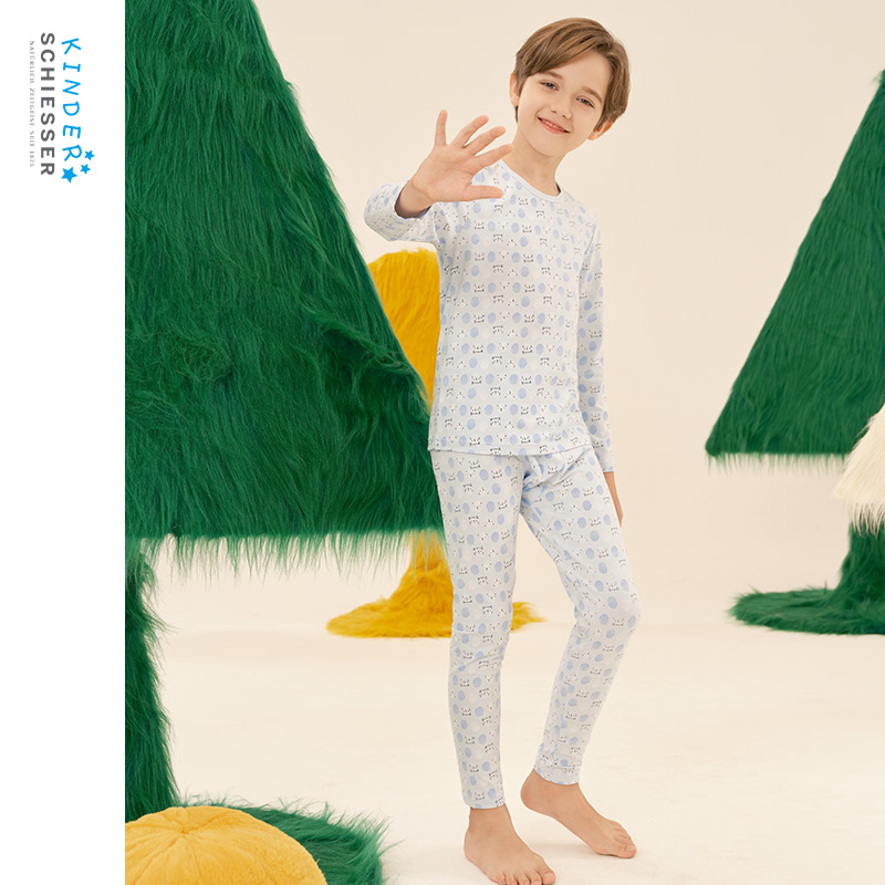 舒雅男童女童棉质保暖内衣套装