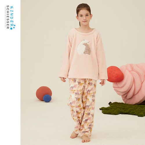 舒雅法兰绒男童女童家居服套装