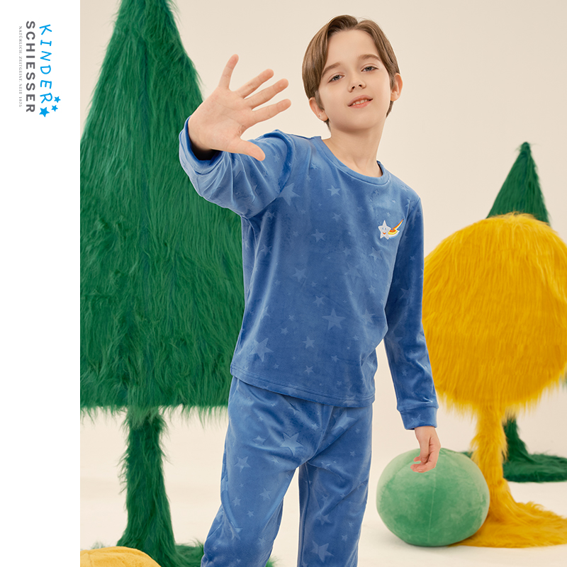 舒雅男童超柔绒家居服套装