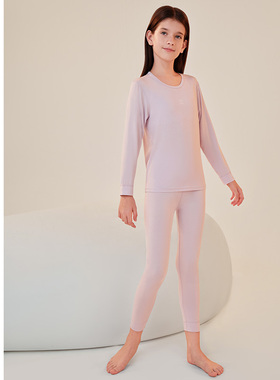 舒雅儿童莫代尔柔软亲肤贴身打底秋衣秋裤女孩保暖内衣套装19136W