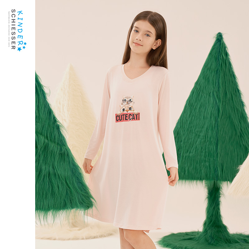 舒雅女童莫代尔家居睡裙