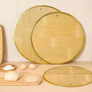 竹子面食盖帘双面竹制加厚水饺篦子厨房家用圆形帘子大号饺子托盘