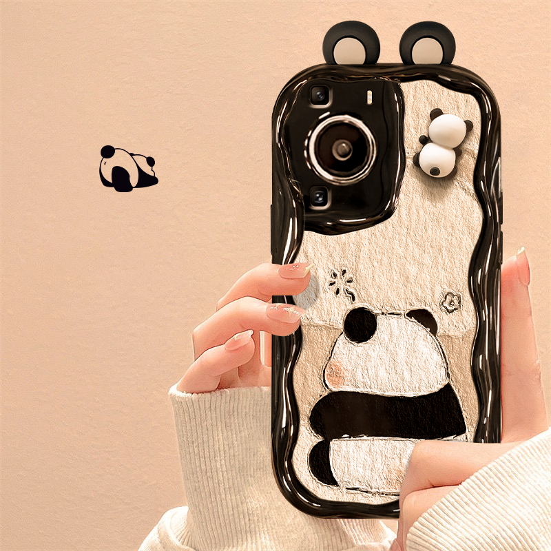 新品上市，奶油纹肌理熊猫公仔手机壳