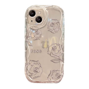 适用苹果15手机壳新女款iPhone17promax全包13/12mini防摔16/14透明xs/xr金属玫瑰8/7plus奶油纹硅胶6s保护套