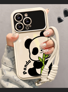 适用小米14手机壳新年女款13/12大视窗全包note11/9pro可爱熊猫公仔红米k70翻盖镜子10s防摔硅胶k60/50保护套
