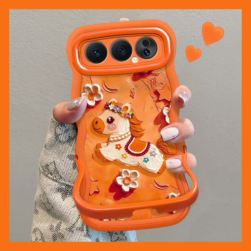 适用于荣耀500Pro手机壳新年女款花瓣小马400/300橙色200隐形双支架100/90波浪边x70i软硅胶畅玩70Plus保护套,3C数码配件,手机保护套/壳,淘宝优惠券,粉丝福利购,淘宝优惠卷