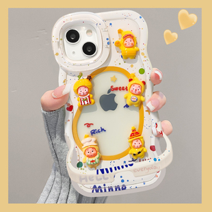 适用OPPOReno15Pro手机壳14新女款星星人贴贴13/12可爱10/9隐形双支架7/6透明软硅胶a6gt/a5波浪边全包防摔套