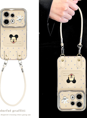 适用于opporeno14手机壳新女款reno13pro/12电镀视窗findx8/x7波点米奇挂绳11/10全包硅胶小众a93s防摔保护套