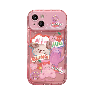 适用于苹果17promax手机壳iPhone16/15Pro涂鸦小狗14plus翻盖镜子13/12全包防摔11新款xsmax女生7硅胶保护套