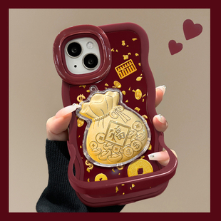 findx9酒红小米17 x300隐形双支架reno15 适用苹果17promax手机壳iphone16金钱福袋华为mate80 pura70新年女款