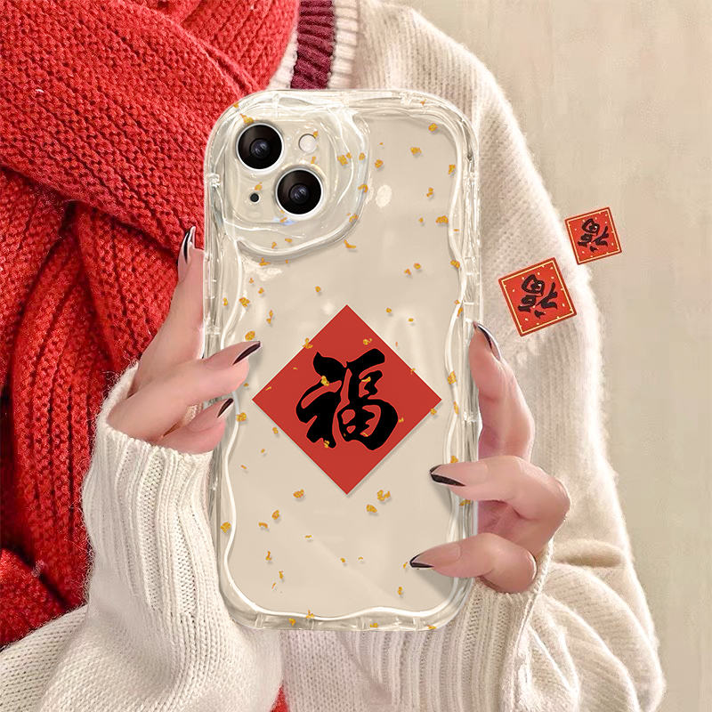 新品上市，奶油纹满屏金箔文字手机壳