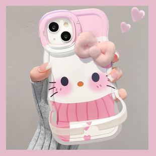 适用华为Nova14Pro手机壳女生13围巾kt猫Nova12活力版新款11ultra隐形双支架10/9硅胶波浪边8全包防摔保护套