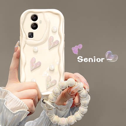 适用于opporeno10手机壳reno9/8pro+奶油纹reno7/6新女款reno4se镭射爱心链条r17/15防摔a72/53保护套5g软壳