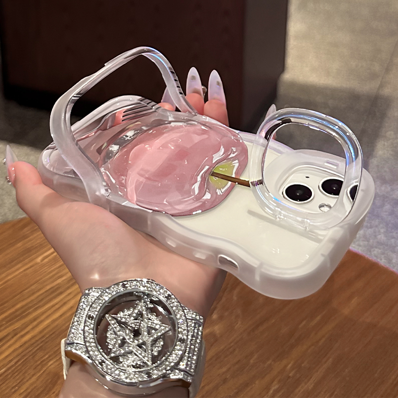 适用opporeno14pro手机壳新女款reno13/12高级防摔11/10水晶苹果透明隐形双支架Findx8pro硅胶7/6全包保护套