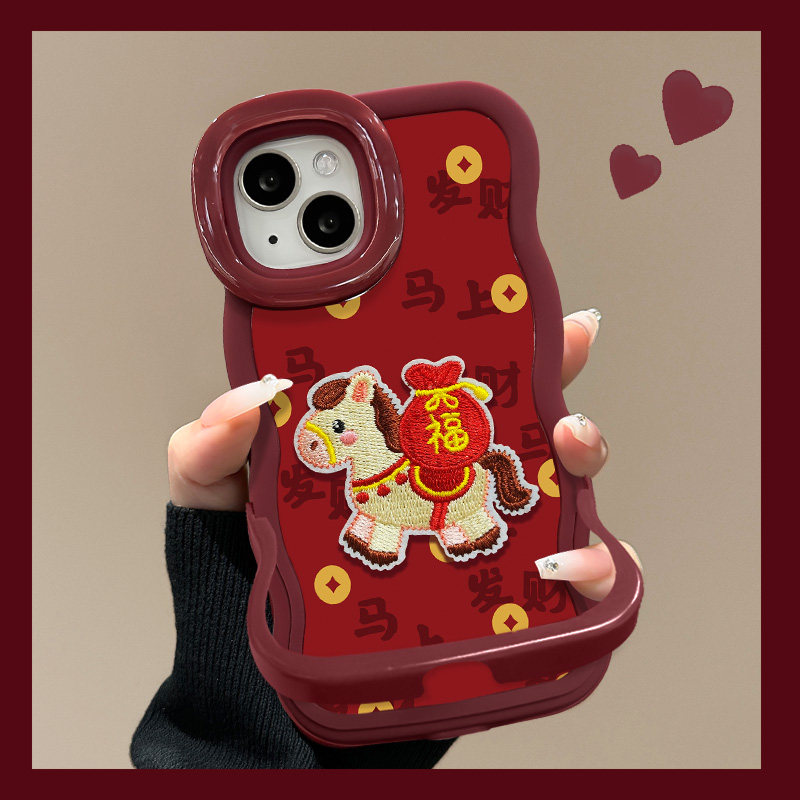 适用华为Nova15Pro手机壳2026本命年新女款14/13马上发财Nova12酒红色11ultra隐形双支架10/9软硅胶波浪边套,3C数码配件,手机保护套/壳,淘宝优惠券,粉丝福利购,淘宝优惠卷