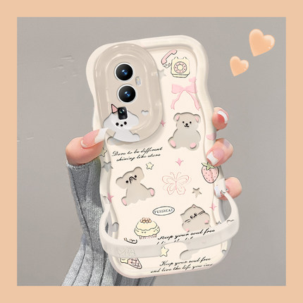 适用opporeno14pro手机壳新女款reno13/12高级防摔11/10镂空考拉透明隐形双支架Findx8pro硅胶7/6全包保护套