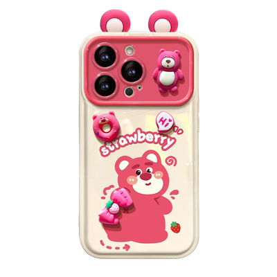 适用苹果17promax手机壳新女款iPhone16/14plus全包防摔15维尼小熊挂绳11大视窗13/12软硅胶xs翻盖镜子保护套