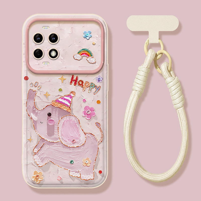 适用华为N油画小象大视窗手机壳