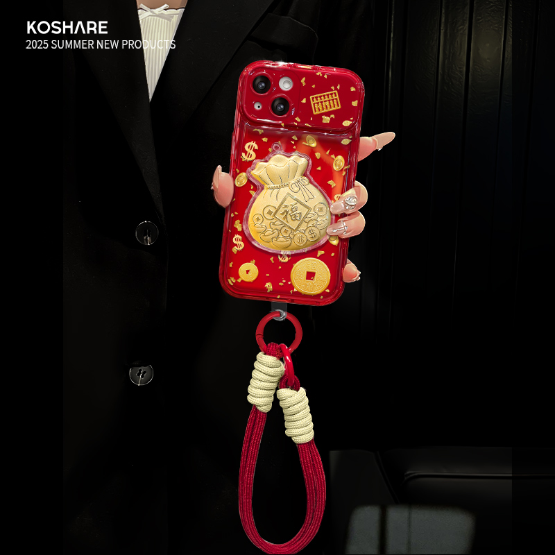 适用华为Nova13pro手机壳新女款金箔福袋挂绳12ultra全包防摔2026本命年红色11/10翻盖镜子9/8se软硅胶保护套